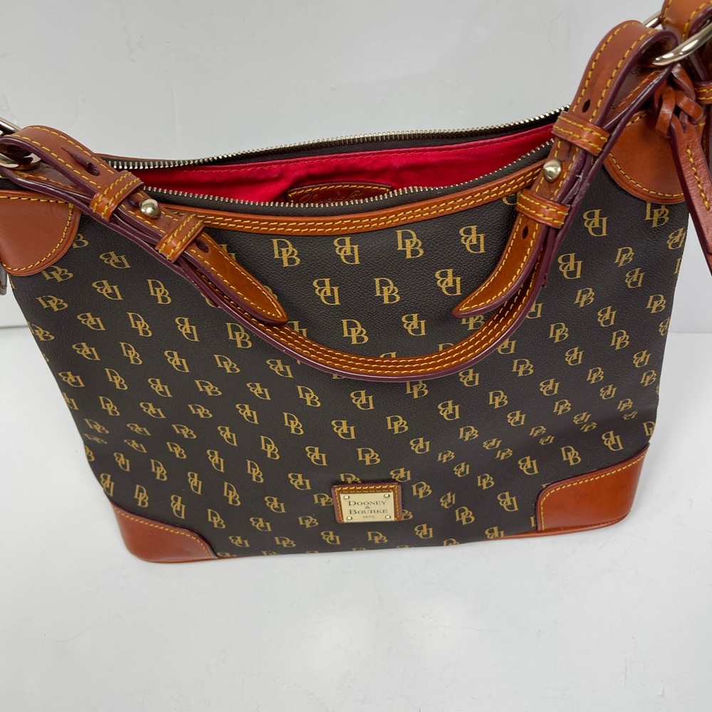 Dooney & Bourke canvas Brown Gretta Leather trim bag